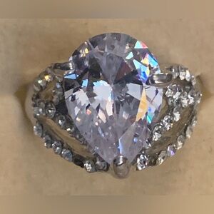 Silver Toned Tear Drop Ring